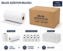 80x30 Termal Adisyon Rulosu 320 Adet (1 Koli)