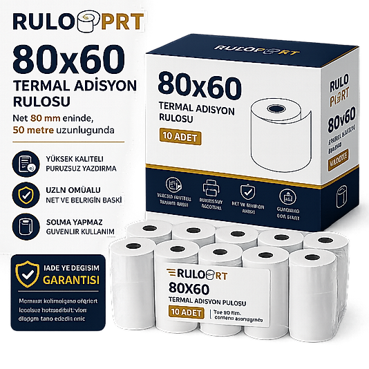 80x60 Termal Adisyon Rulosu 10'Lu Paket