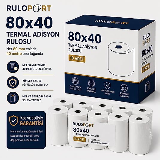 80x40 Termal Rulo 10'Lu Paket