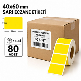 40x60 Sarı Eczane Etiketi 1000 Sarım 80 Rulo