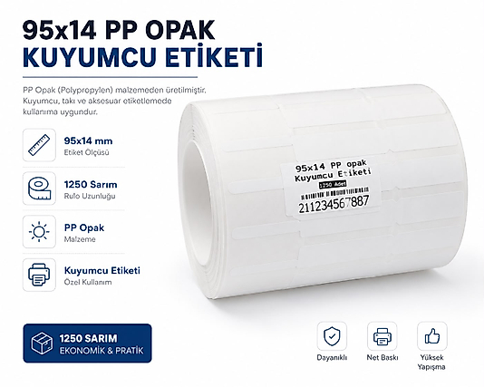 95x12 Pp opak kuyumcu etiketi