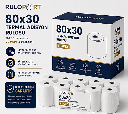 80x30 Termal adisyon rulosu 10 lu paket